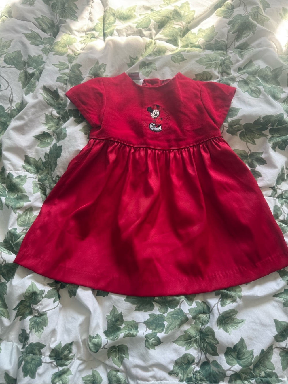 Disney Red Girls' Dress with Mickey Embroidery